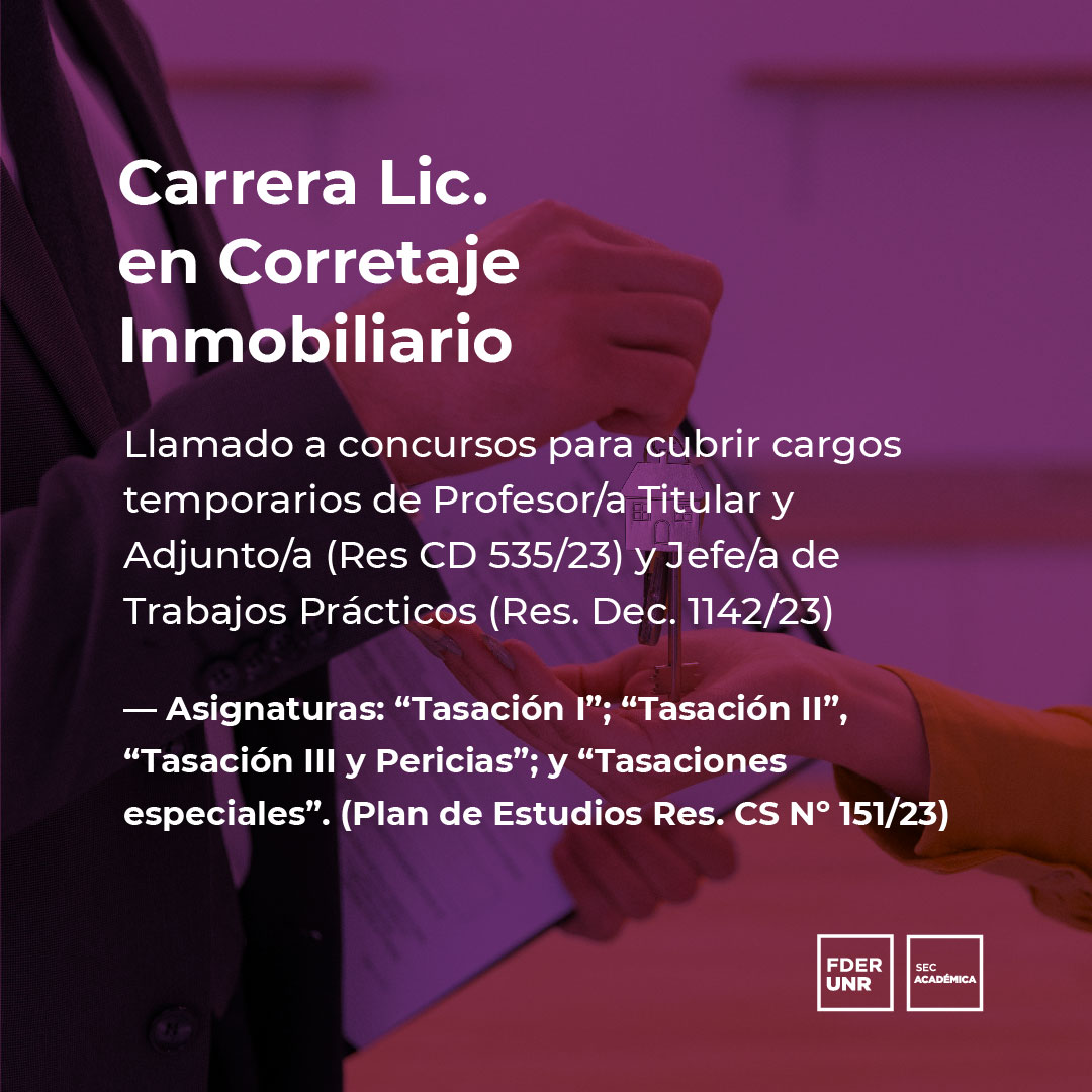 Llamado a concursos: Carera Lic. en Corretaje Inmobiliario